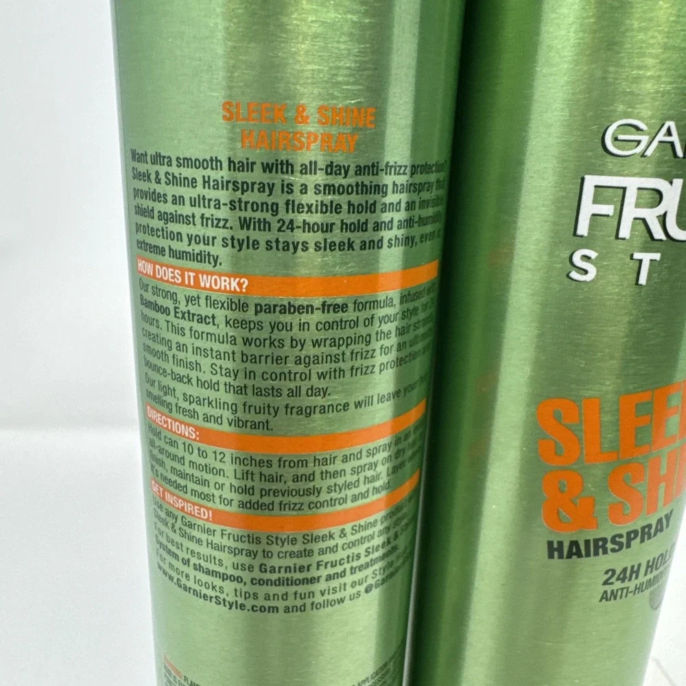 2x Garnier Fructis Style Sleek & Shine Anti-Humidity Hair Spray Aerosol, 8.25 oz